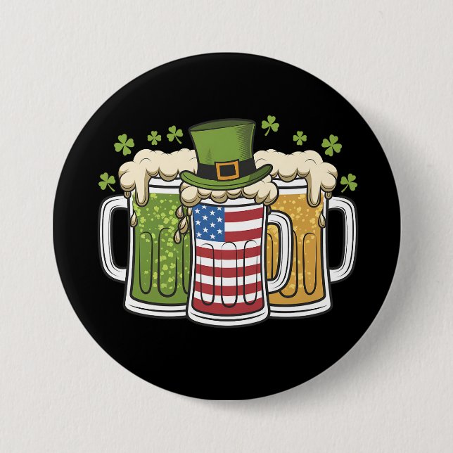 Irish Beer Ireland USA American Flagga St Patrick' Knapp (Framsida)