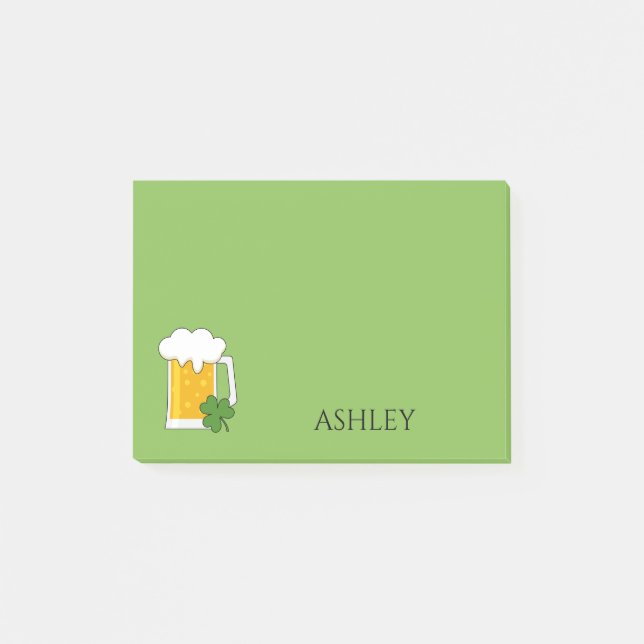 Irish Beer Mugg med Shamrock Klöver | Anpassa Post-it Block (Framsida)