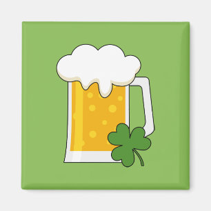 Irish Beer Mugg med Shamrock Klöver Magnet