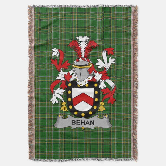 Irish Behan Jackar Arm Family Crest Ireland Filt (Framsidan Vertikal)