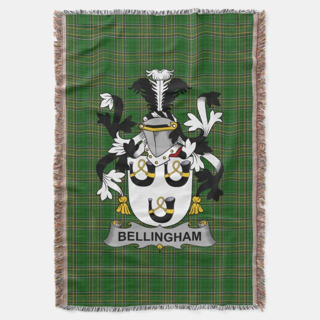 Irish Bellingham Jackar av Arm Family Crest Irelan Filt (Framsidan Vertikal)