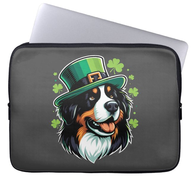 Irish Bernese Hund Leprechaun Hat St patricks day Laptop Fodral (Framsidan)
