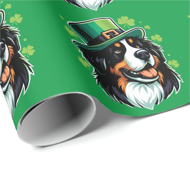 Irish Bernese Hund Leprechaun Hat St patricks day Presentpapper (Rullad Hörn)
