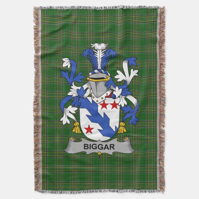 Irish Biggar Jackar Arm Family Crest Ireland Filt (Framsidan Vertikal)