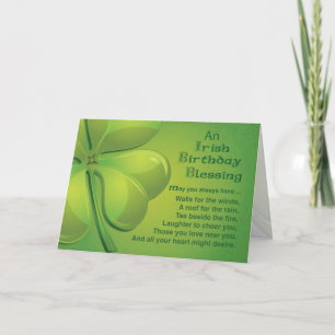 Irish Birthday Blessings, Grönt Celtic Shamrock Kort