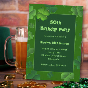 Irish Birthday Lucky Klöver Vuxen Party Inbjudningar