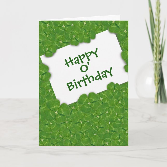 Irish Birthday Message in Shamrocks Kort (Framsida)