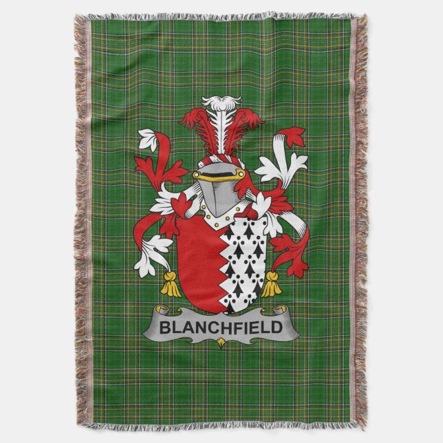 Irish Blanchfield Jackar av Arm Family Crest Irela Filt (Framsidan Vertikal)
