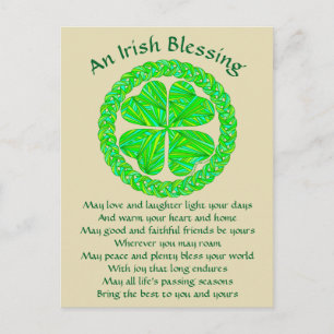 Irish Blating Celtic Shamrock Vykort