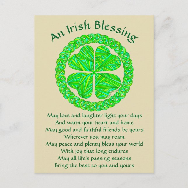 Irish Blating Celtic Shamrock Vykort (Framsida)