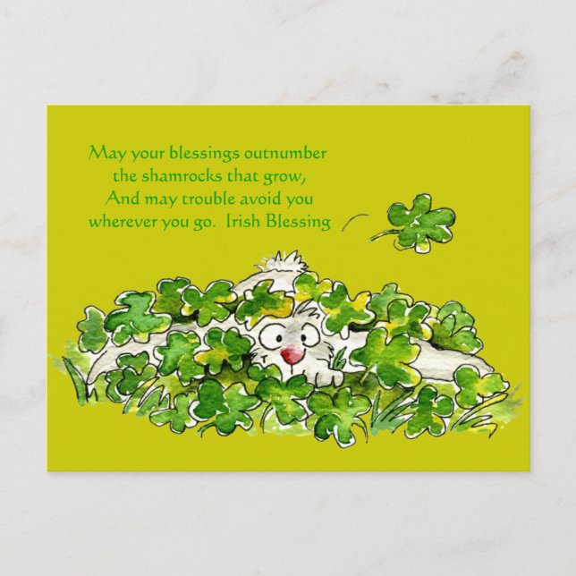 Irish Blating Cute Tecknad St. Paddys Postcards Vykort (Framsida)