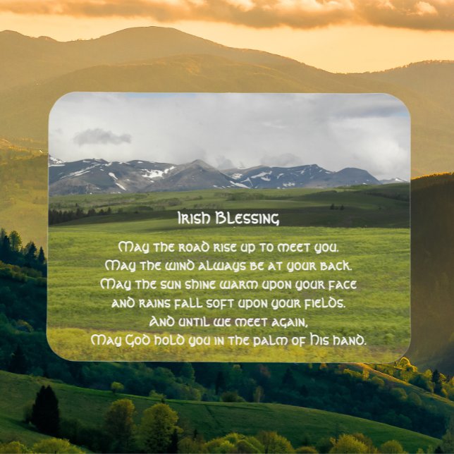 Irish Blating Grönt Valley Photo Magnet (Green Valley Background)
