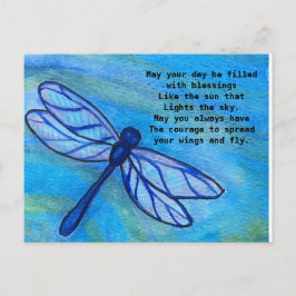 Irish Blating Modig Blue Dragonfly Courage Vykort