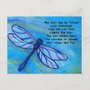 Irish Blating Modig Blue Dragonfly Courage Vykort
