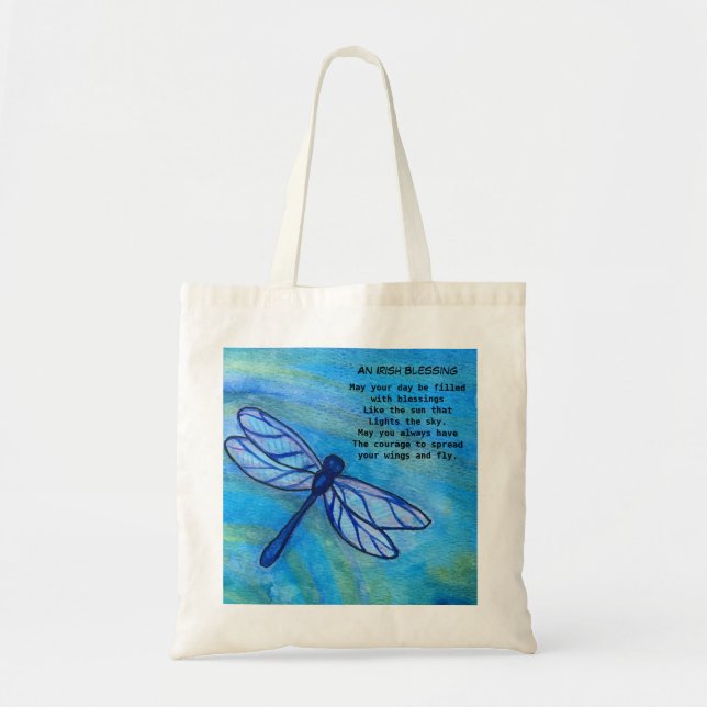 Irish Blating Modig Blue Dragonfly Inspiration Tygkasse (Framsidan)