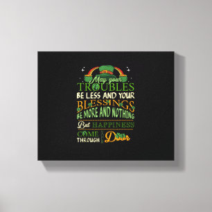 Irish Blating St patricks day Leprechaun Rainbow Canvastryck