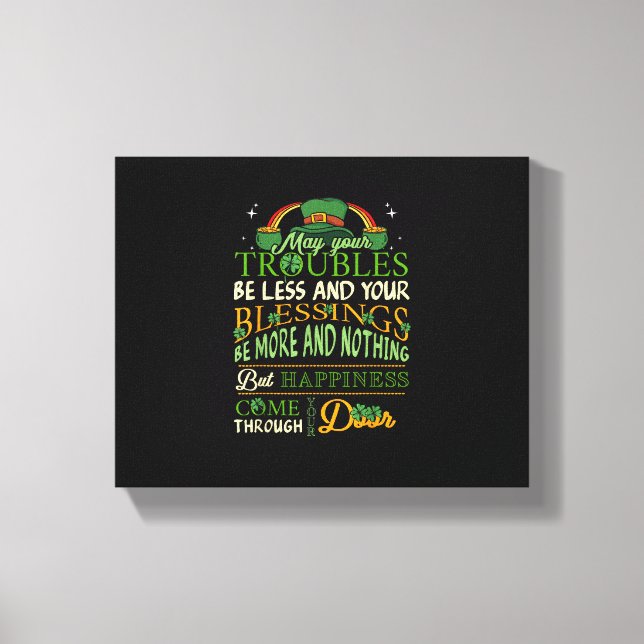 Irish Blating St patricks day Leprechaun Rainbow Canvastryck (Framsida)
