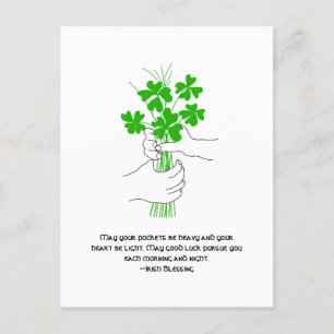 Irish Blating with Fyrklöver Bouquet Helg Vykort