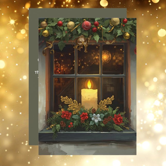 Irish Blessing Candle in Window Merry Christmas Julkort (Skapare uppladdad)