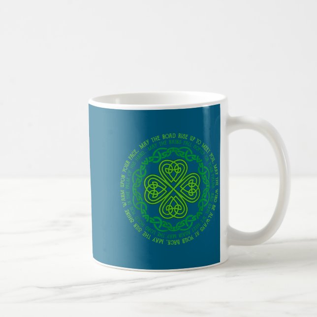 Irish Blessing Celtic Knot &amp; 4-leaf Clover Luc Kaffemugg (Höger)