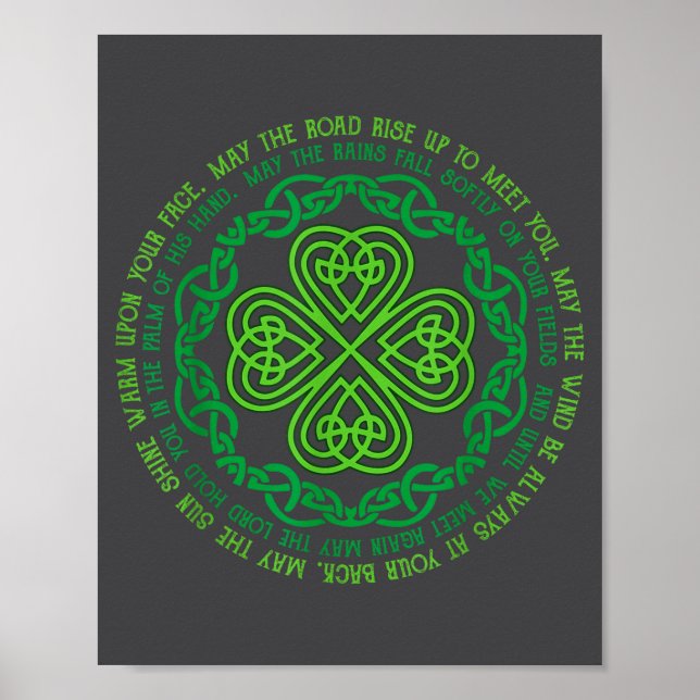 Irish Blessing Celtic Knot &amp; 4-leaf Clover Luc Poster (Framsidan)