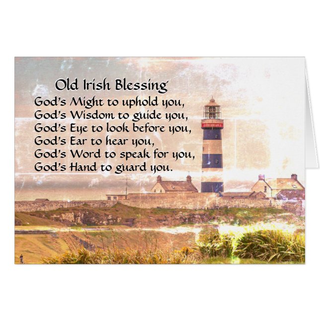 Irish Blessing, Lighthouse Kusten of Ireland Card Hälsningskort (Framsidan Horizontal)