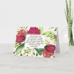 Irish Blessing Red Rosa Grönt Klöver Blommigt Kort