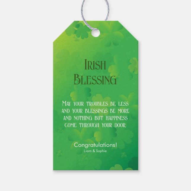 Irish Blessing Shamrock Grönt Presentetikett (Framsidan)