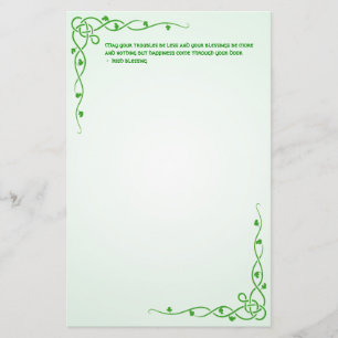 Irish Blessing St Patrick's Grönt Celtic Braids #4 Brevpapper