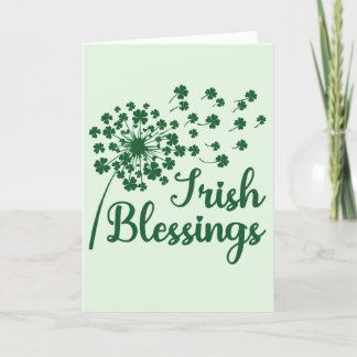 Irish Blessings Dandelion, Blowing Shamrocks Card Tack Kort