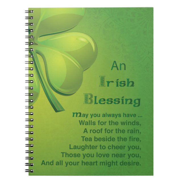 Irish Blessings Grönt Shamrock, Celtic Anteckningsbok (Framsidan)