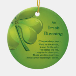 Irish Blessings Grönt Shamrock, Celtic Julgransprydnad Keramik