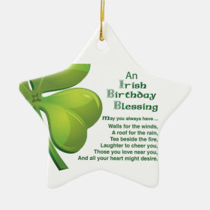 Irish Blessings Grönt Shamrock, Celtic Julgransprydnad Keramik