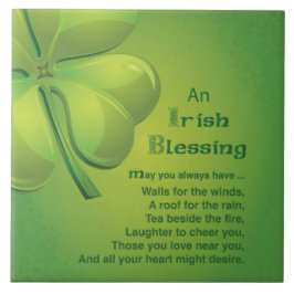 Irish Blessings Grönt Shamrock, Celtic Kakelplatta