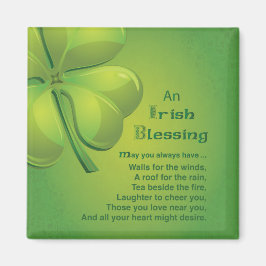 Irish Blessings Grönt Shamrock, Celtic Magnet