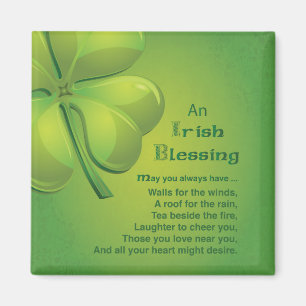 Irish Blessings Grönt Shamrock, Celtic Magnet