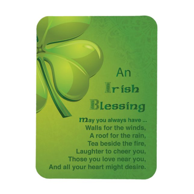 Irish Blessings Grönt Shamrock, Celtic Magnet (Vertikal)