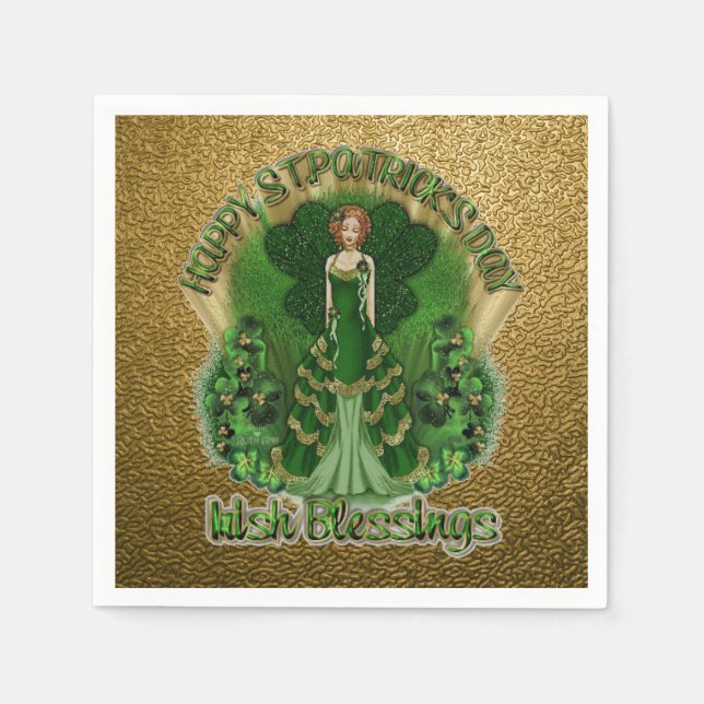 Irish Blessings St patrick's day Guld Napkins Pappersservett (Framsidan)