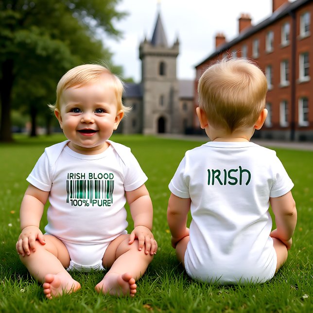💚 Irish Blood, anpassningsbar text på baksidan T Shirt (💚Irish Blood, custom text on back Baby Bodysuit)