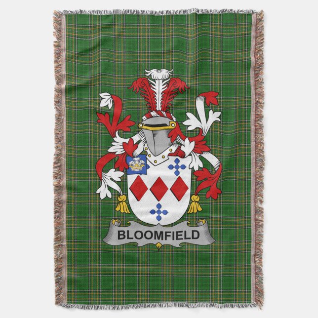 Irish Bloomfield Jackar av Arm Family Crest Irelan Filt (Framsidan Vertikal)