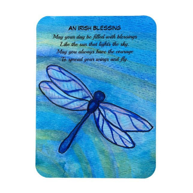 Irish Blourate Modig Blue Dragonfly Inspirational Magnet (Vertikal)