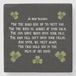 Irish Bluting and Shamrocks Black and Grönt Stenunderlägg