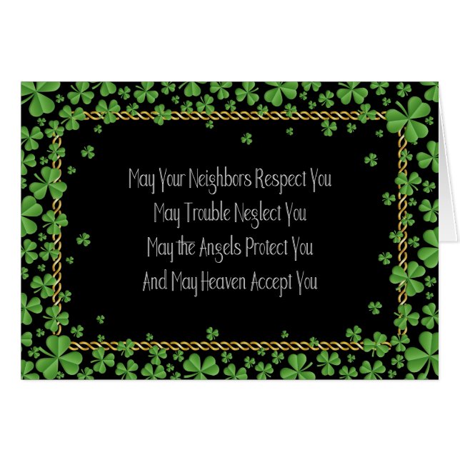 Irish Bluting and Shamrocks Toast Hälsningskort (Framsidan Horizontal)