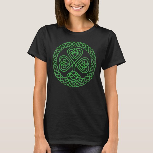 Irish Bluting Celtic Knot 4 Löv Klöver - St. Pat T Shirt (Framsida)