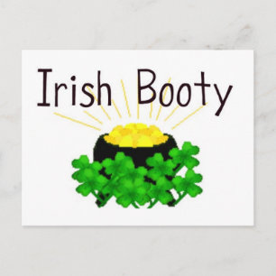 Irish Booty Pot of Guld St. Patrick's Day Vykort