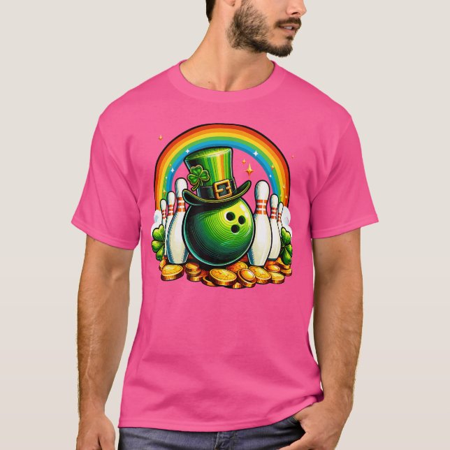 Irish Bowling Balls Shamrock Leprechaun St Patrick T Shirt (Framsida)