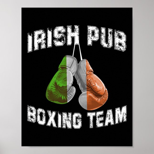 Irish Boxing Funny Ireland Flagga - Irish Pub Poster (Framsidan)