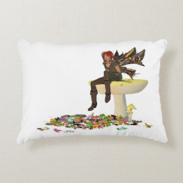 Irish Boy Fairy on Mushroom accent Pillow Prydnadskudde