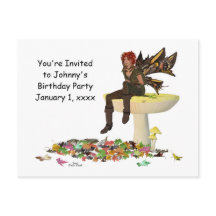 Irish Boy Fairy on Mushroom Birthdat Postcard