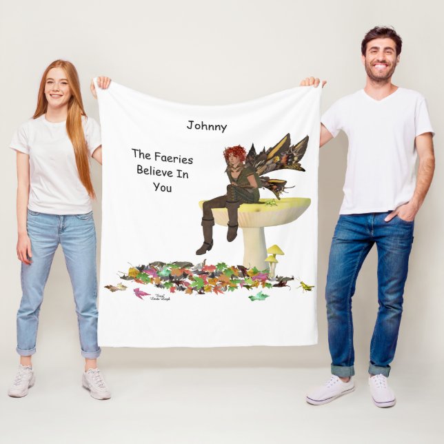 Irish Boy Fairy on Mushroom Fleece Blanket (På plats)